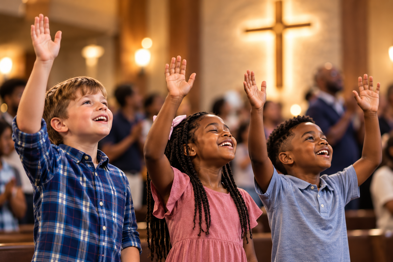 Children worshipping