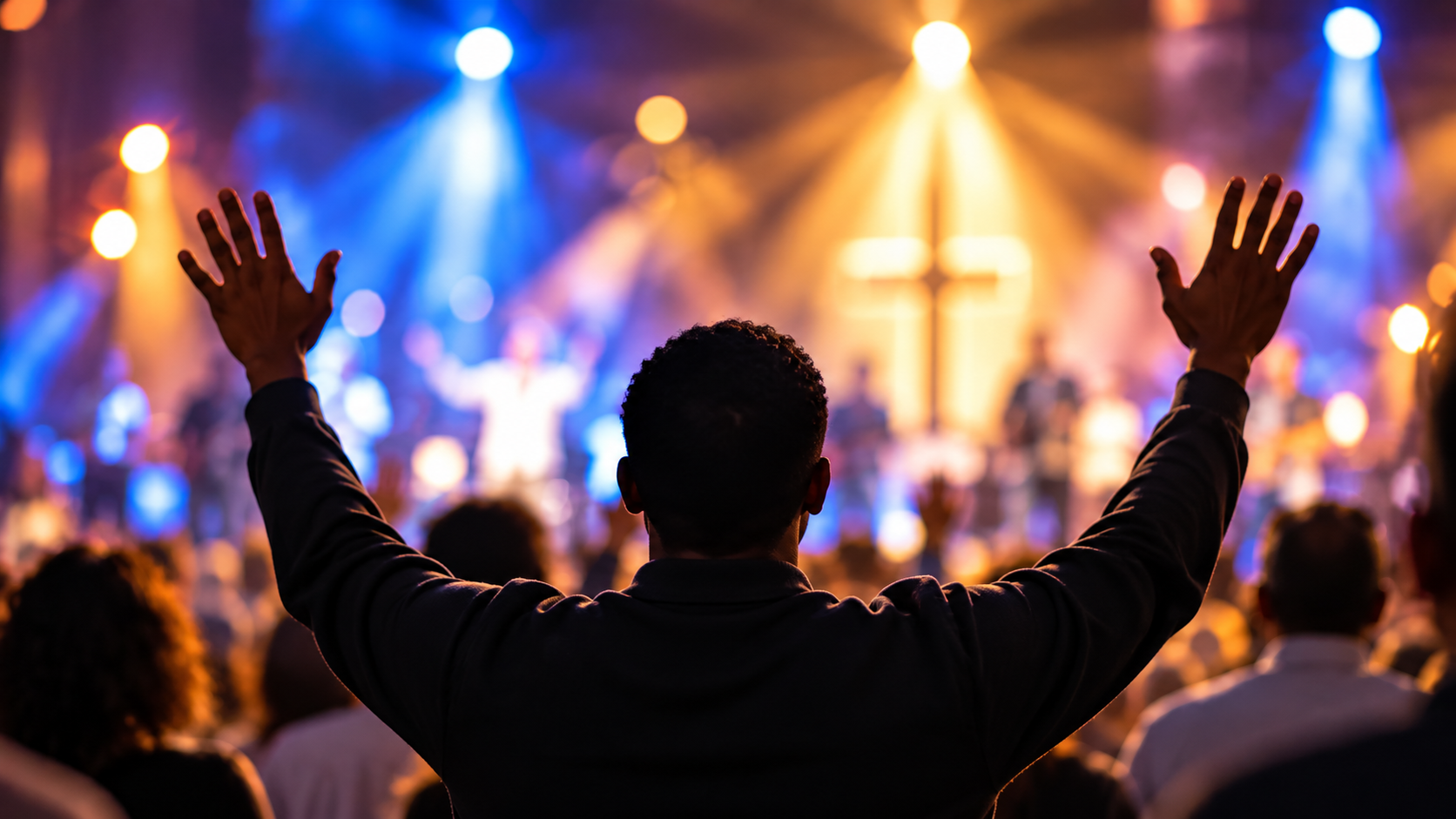 Raised hands during worship